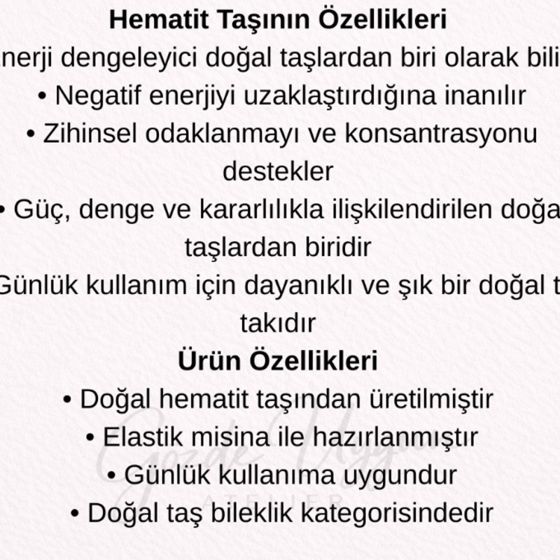 Lazer Kesim Hematit Taşı Doğal Taş Erkek Bileklik