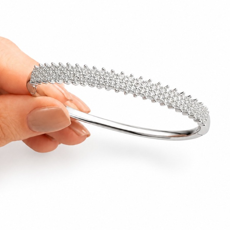 Dört Sıra Zirkon Taşlı Silver Bileklik