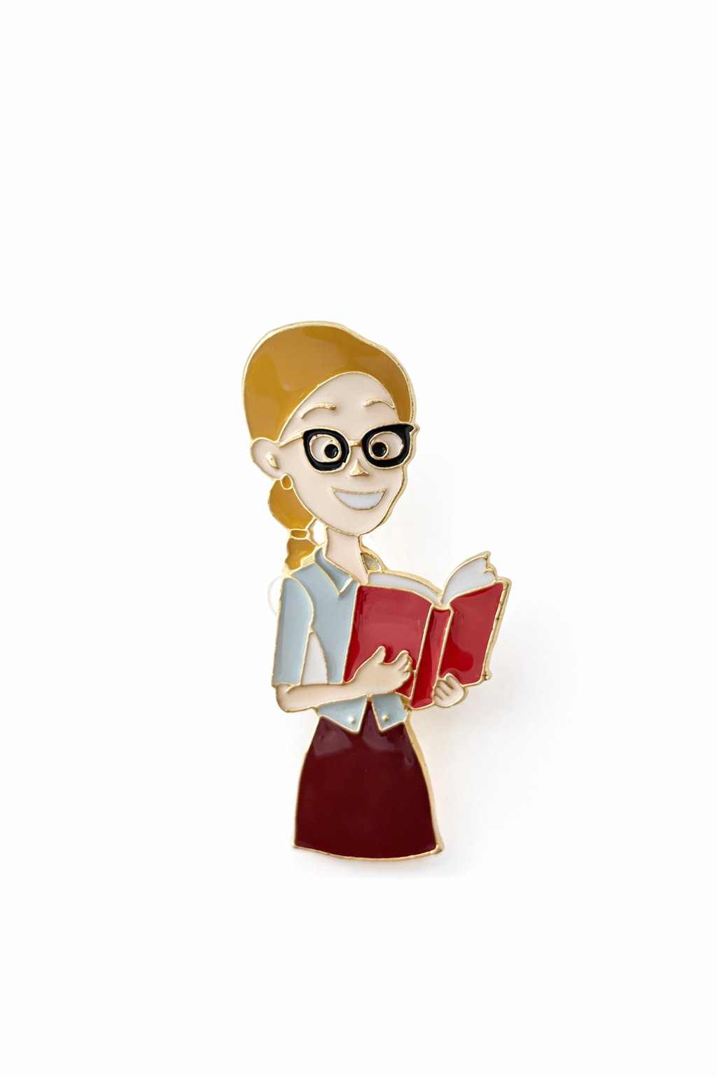 Öğretmen/Kitap Okuyan Kadın Figürü Broş