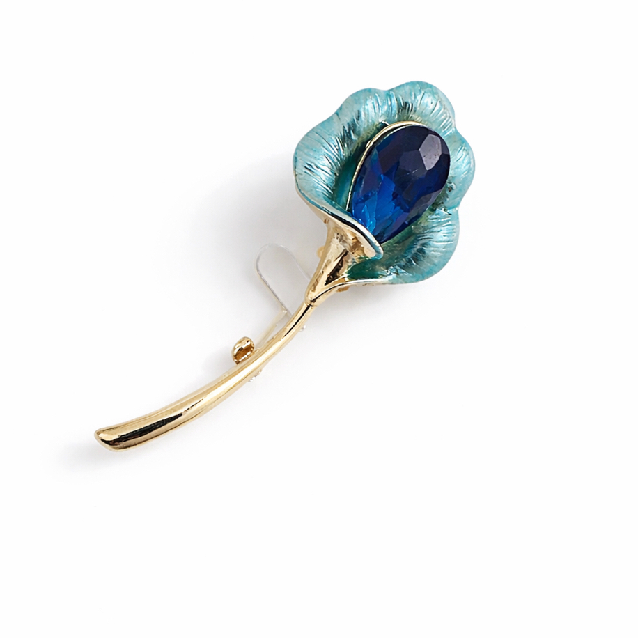 Vintage Blue Floral Broş
