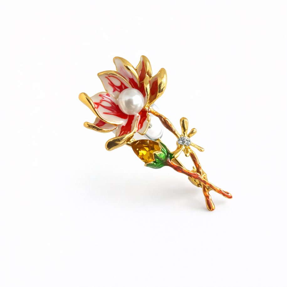 Kırmızı Lotus Broş