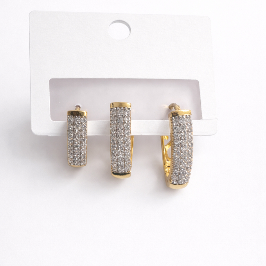 Özel Zirkon taşlı V formlu 3lü kombin küpe