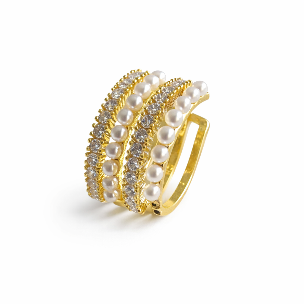 Gold İncili Kıkırdak Küpe