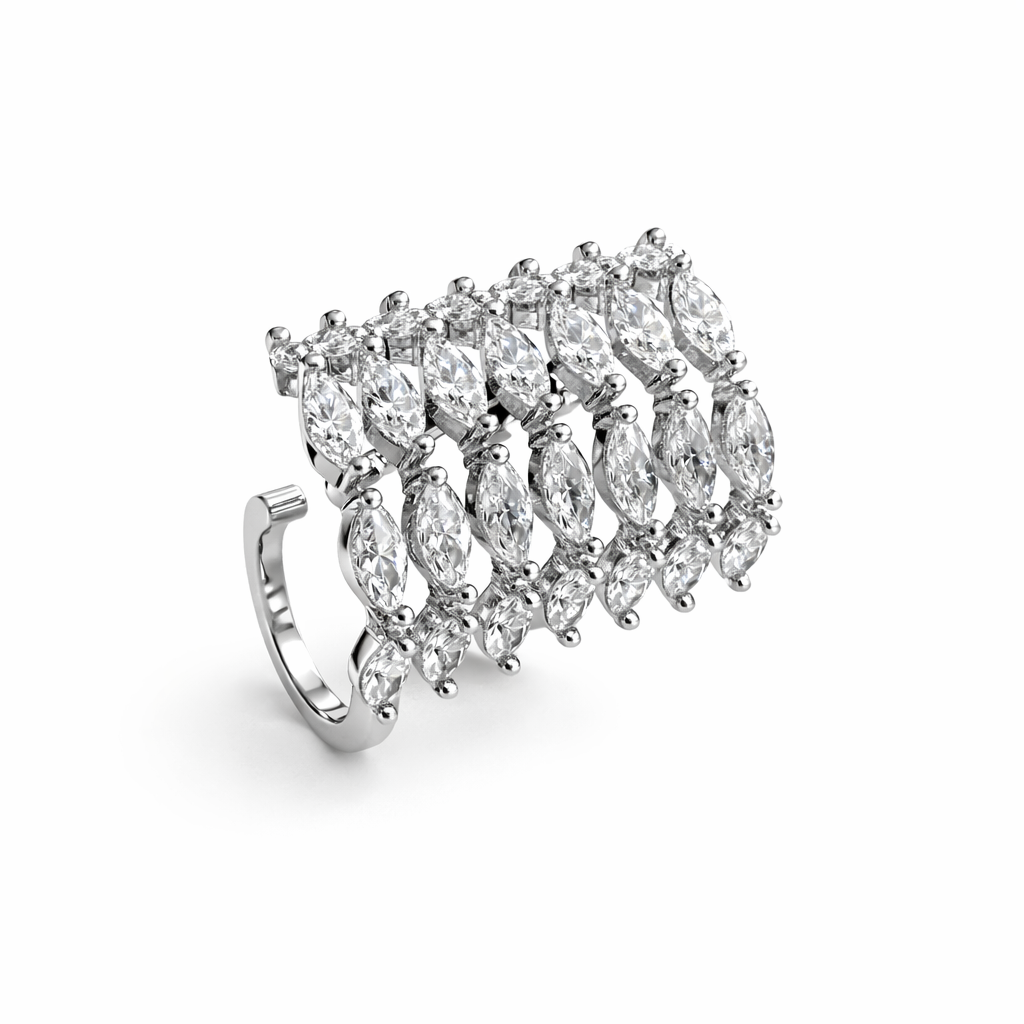 Zirkon Taşlı Çoklu Silver Kıkırdak Küpe