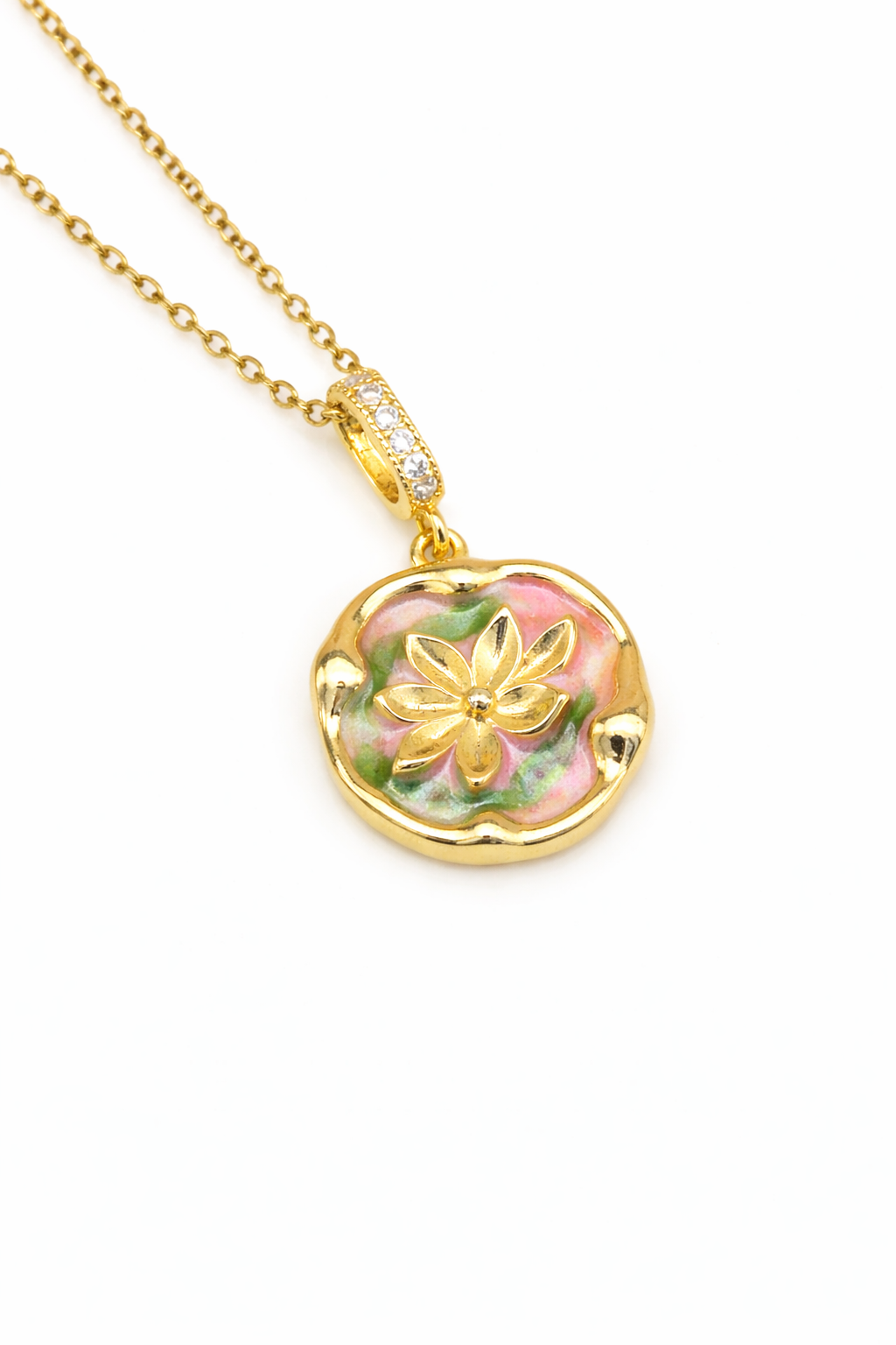 Lotus Çiçekli Vintage Kolye